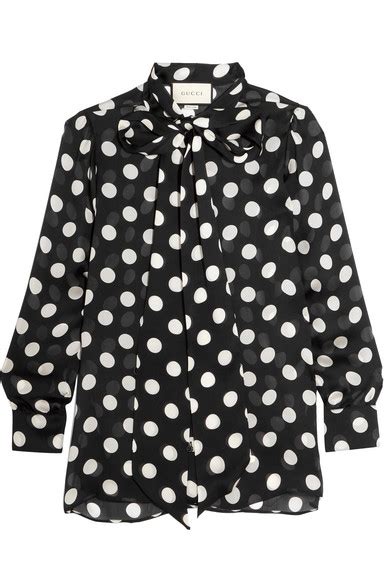 gucci pussy bow polka dot silk chiffon blouse black|DOLCE&GABBANA Pussy.